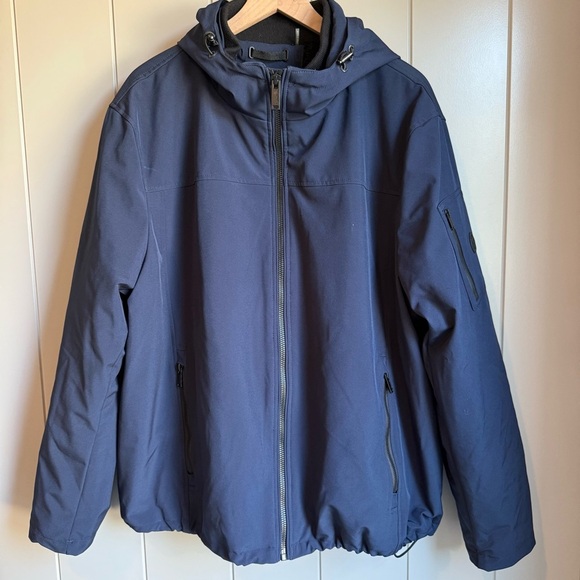 Mens Calvin Klein Winter Coat Snow Hooded  Faux Sherpa Lined Jacket XXL Navy - Picture 1 of 15